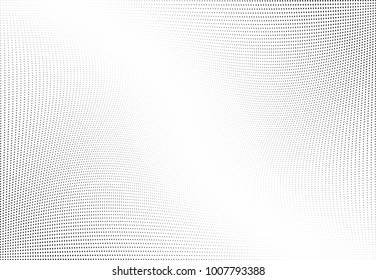 Abstract halftone wave dotted background. Futuristic twisted grunge pattern, dot, circles.  Vector modern optical pop art texture for posters, business cards, cover, labels mock-up, stickers layout