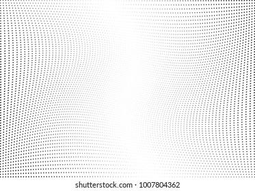 Abstract halftone wave dotted background. Futuristic twisted grunge pattern, dot, circles.  Vector modern optical pop art texture for posters, business cards, cover, labels mock-up, stickers layout