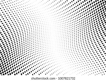 Abstract halftone wave dotted background. Futuristic twisted grunge pattern, dot, circles.  Vector modern optical pop art texture for posters, business cards, cover, labels mock-up, stickers layout