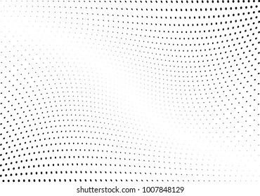 Abstract halftone wave dotted background. Futuristic twisted grunge pattern, dot, circles.  Vector modern optical pop art texture for posters, business cards, cover, labels mock-up, stickers layout