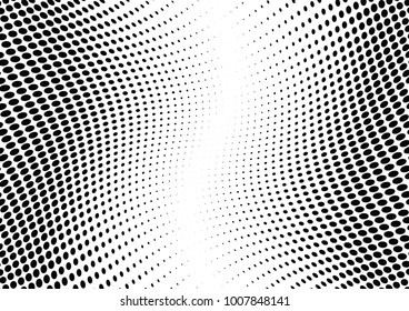 Abstract halftone wave dotted background. Futuristic twisted grunge pattern, dot, circles.  Vector modern optical pop art texture for posters, business cards, cover, labels mock-up, stickers layout