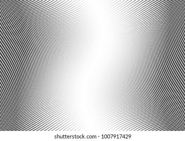 Abstract halftone wave dotted background. Futuristic twisted grunge pattern, dot, circles.  Vector modern optical pop art texture for posters, business cards, cover, labels mock-up, stickers layout