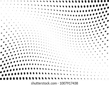 Abstract halftone wave dotted background. Futuristic twisted grunge pattern, dot, circles.  Vector modern optical pop art texture for posters, business cards, cover, labels mock-up, stickers layout
