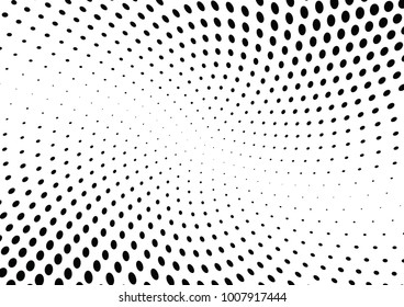 Abstract halftone wave dotted background. Futuristic twisted grunge pattern, dot, circles.  Vector modern optical pop art texture for posters, business cards, cover, labels mock-up, stickers layout
