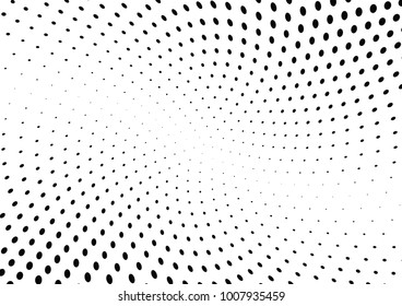 Abstract halftone wave dotted background. Futuristic twisted grunge pattern, dot, circles.  Vector modern optical pop art texture for posters, business cards, cover, labels mock-up, stickers layout