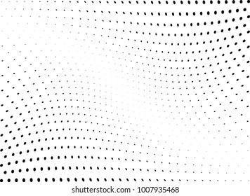 Abstract halftone wave dotted background. Futuristic twisted grunge pattern, dot, circles.  Vector modern optical pop art texture for posters, business cards, cover, labels mock-up, stickers layout