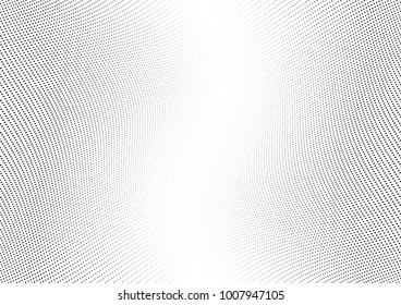 Abstract halftone wave dotted background. Futuristic twisted grunge pattern, dot, circles.  Vector modern optical pop art texture for posters, business cards, cover, labels mock-up, stickers layout