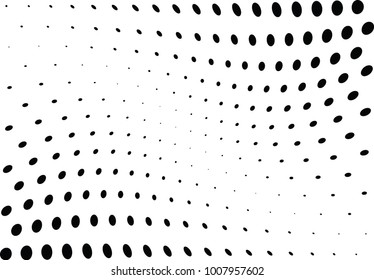 Abstract halftone wave dotted background. Futuristic twisted grunge pattern, dot, circles.  Vector modern optical pop art texture for posters, business cards, cover, labels mock-up, stickers layout