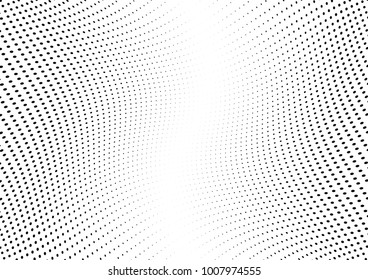 Abstract halftone wave dotted background. Futuristic twisted grunge pattern, dot, circles.  Vector modern optical pop art texture for posters, business cards, cover, labels mock-up, stickers layout