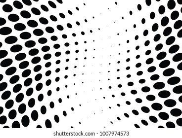 Abstract halftone wave dotted background. Futuristic twisted grunge pattern, dot, circles.  Vector modern optical pop art texture for posters, business cards, cover, labels mock-up, stickers layout
