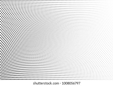 Abstract halftone wave dotted background. Futuristic twisted grunge pattern, dot, circles.  Vector modern optical pop art texture for posters, business cards, cover, labels mock-up, stickers layout