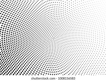 Abstract halftone wave dotted background. Futuristic twisted grunge pattern, dot, circles.  Vector modern optical pop art texture for posters, business cards, cover, labels mock-up, stickers layout