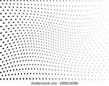 Abstract halftone wave dotted background. Futuristic twisted grunge pattern, dot, circles.  Vector modern optical pop art texture for posters, business cards, cover, labels mock-up, stickers layout