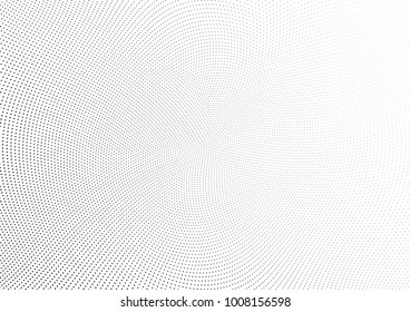 Abstract halftone wave dotted background. Futuristic twisted grunge pattern, dot, circles.  Vector modern optical pop art texture for posters, business cards, cover, labels mock-up, stickers layout