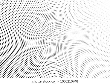Abstract halftone wave dotted background. Futuristic twisted grunge pattern, dot, circles.  Vector modern optical pop art texture for posters, business cards, cover, labels mock-up, stickers layout