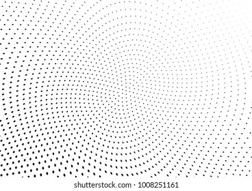 Abstract halftone wave dotted background. Futuristic twisted grunge pattern, dot, circles.  Vector modern optical pop art texture for posters, business cards, cover, labels mock-up, stickers layout