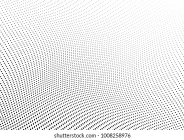 Abstract halftone wave dotted background. Futuristic twisted grunge pattern, dot, circles.  Vector modern optical pop art texture for posters, business cards, cover, labels mock-up, stickers layout
