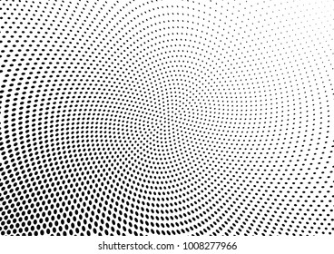 Abstract halftone wave dotted background. Futuristic twisted grunge pattern, dot, circles.  Vector modern optical pop art texture for posters, business cards, cover, labels mock-up, stickers layout