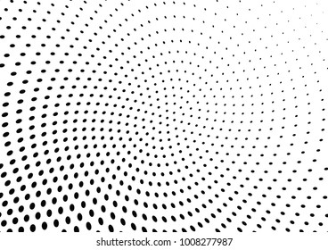 Abstract halftone wave dotted background. Futuristic twisted grunge pattern, dot, circles.  Vector modern optical pop art texture for posters, business cards, cover, labels mock-up, stickers layout