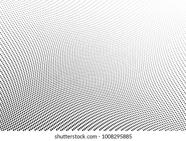 Abstract halftone wave dotted background. Futuristic twisted grunge pattern, dot, circles.  Vector modern optical pop art texture for posters, business cards, cover, labels mock-up, stickers layout