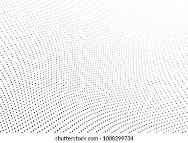 Abstract halftone wave dotted background. Futuristic twisted grunge pattern, dot, circles.  Vector modern optical pop art texture for posters, business cards, cover, labels mock-up, stickers layout