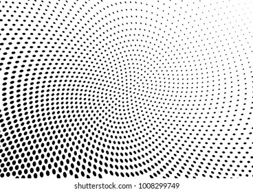 Abstract halftone wave dotted background. Futuristic twisted grunge pattern, dot, circles.  Vector modern optical pop art texture for posters, business cards, cover, labels mock-up, stickers layout