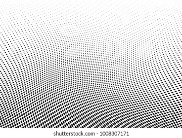 Abstract halftone wave dotted background. Futuristic twisted grunge pattern, dot, circles.  Vector modern optical pop art texture for posters, business cards, cover, labels mock-up, stickers layout