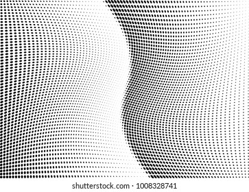 Abstract halftone wave dotted background. Futuristic twisted grunge pattern, dot, circles.  Vector modern optical pop art texture for posters, business cards, cover, labels mock-up, stickers layout