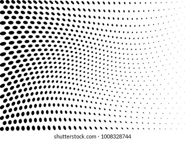 Abstract halftone wave dotted background. Futuristic twisted grunge pattern, dot, circles.  Vector modern optical pop art texture for posters, business cards, cover, labels mock-up, stickers layout