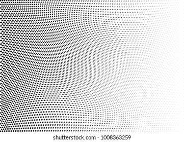 Abstract halftone wave dotted background. Futuristic twisted grunge pattern, dot, circles.  Vector modern optical pop art texture for posters, business cards, cover, labels mock-up, stickers layout