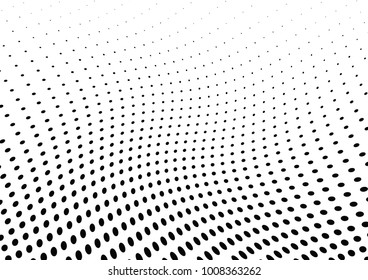 Abstract halftone wave dotted background. Futuristic twisted grunge pattern, dot, circles.  Vector modern optical pop art texture for posters, business cards, cover, labels mock-up, stickers layout