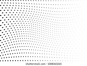 Abstract halftone wave dotted background. Futuristic twisted grunge pattern, dot, circles.  Vector modern optical pop art texture for posters, business cards, cover, labels mock-up, stickers layout