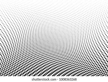 Abstract halftone wave dotted background. Futuristic twisted grunge pattern, dot, circles.  Vector modern optical pop art texture for posters, business cards, cover, labels mock-up, stickers layout