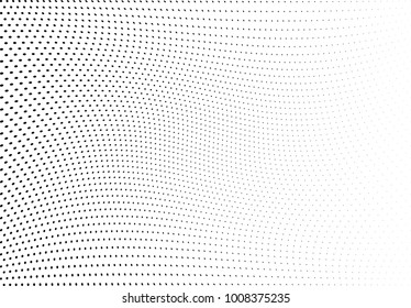 Abstract halftone wave dotted background. Futuristic twisted grunge pattern, dot, circles.  Vector modern optical pop art texture for posters, business cards, cover, labels mock-up, stickers layout