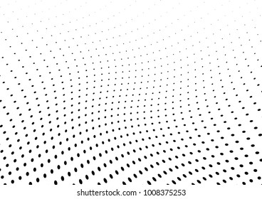 Abstract halftone wave dotted background. Futuristic twisted grunge pattern, dot, circles.  Vector modern optical pop art texture for posters, business cards, cover, labels mock-up, stickers layout