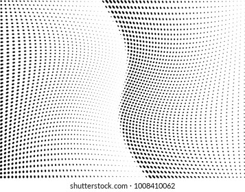 Abstract halftone wave dotted background. Futuristic twisted grunge pattern, dot, circles.  Vector modern optical pop art texture for posters, business cards, cover, labels mock-up, stickers layout