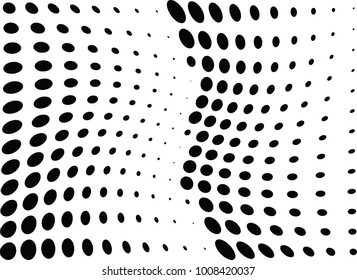Abstract halftone wave dotted background. Futuristic twisted grunge pattern, dot, circles.  Vector modern optical pop art texture for posters, business cards, cover, labels mock-up, stickers layout