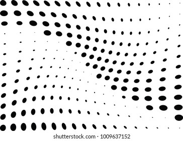 Abstract halftone wave dotted background. Futuristic twisted grunge pattern, dot, circles.  Vector modern optical pop art texture for posters, business cards, cover, labels mock-up, stickers layout