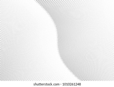Abstract halftone wave dotted background. Futuristic twisted grunge pattern, dot, circles.  Vector modern optical pop art texture for posters, business cards, cover, labels mock-up, stickers layout