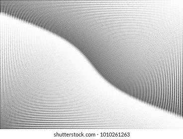 Abstract halftone wave dotted background. Futuristic twisted grunge pattern, dot, circles.  Vector modern optical pop art texture for posters, business cards, cover, labels mock-up, stickers layout