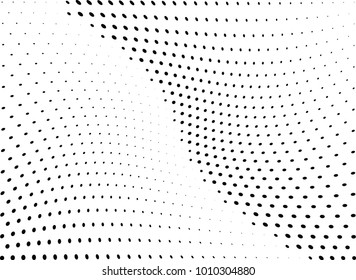 Abstract halftone wave dotted background. Futuristic twisted grunge pattern, dot, circles.  Vector modern optical pop art texture for posters, business cards, cover, labels mock-up, stickers layout