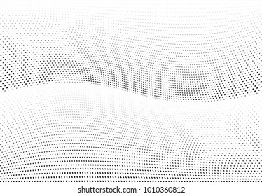 Abstract halftone wave dotted background. Futuristic twisted grunge pattern, dot, circles.  Vector modern optical pop art texture for posters, business cards, cover, labels mock-up, stickers layout