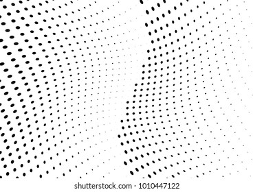 Abstract halftone wave dotted background. Futuristic twisted grunge pattern, dot, circles.  Vector modern optical pop art texture for posters, business cards, cover, labels mock-up, stickers layout