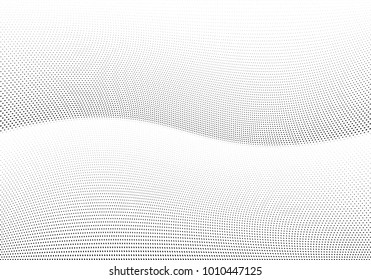 Abstract halftone wave dotted background. Futuristic twisted grunge pattern, dot, circles.  Vector modern optical pop art texture for posters, business cards, cover, labels mock-up, stickers layout