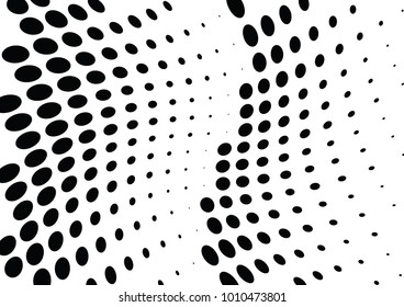 Abstract halftone wave dotted background. Futuristic twisted grunge pattern, dot, circles.  Vector modern optical pop art texture for posters, business cards, cover, labels mock-up, stickers layout