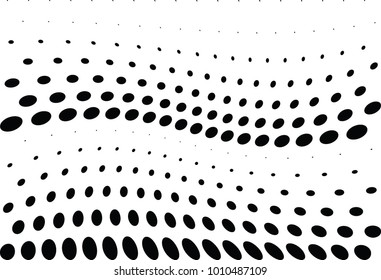 Abstract halftone wave dotted background. Futuristic twisted grunge pattern, dot, circles.  Vector modern optical pop art texture for posters, business cards, cover, labels mock-up, stickers layout