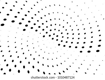 Abstract halftone wave dotted background. Futuristic twisted grunge pattern, dot, circles.  Vector modern optical pop art texture for posters, business cards, cover, labels mock-up, stickers layout