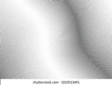 Abstract halftone wave dotted background. Futuristic twisted grunge pattern, dot, circles.  Vector modern optical pop art texture for posters, business cards, cover, labels mock-up, stickers layout