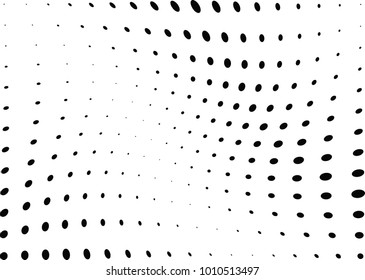 Abstract halftone wave dotted background. Futuristic twisted grunge pattern, dot, circles.  Vector modern optical pop art texture for posters, business cards, cover, labels mock-up, stickers layout