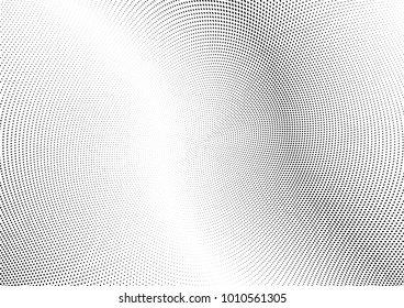 Abstract halftone wave dotted background. Futuristic twisted grunge pattern, dot, circles.  Vector modern optical pop art texture for posters, business cards, cover, labels mock-up, stickers layout